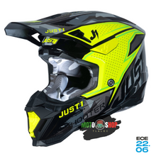 Cargar imagen en el visor de la galería, JUST1 J40 SHOOTER CAMO YELLOW FLUO BLACK (ECE 2206 Homologation)