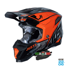Cargar imagen en el visor de la galería, JUST1 J40 SHOOTER CAMO YELLOW FLUO ORANGE (ECE 2206 Homologation)