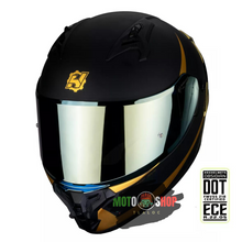 Cargar imagen en el visor de la galería, CASCO INTEGRAL HAX OBSIDIAN 2.0 NEGRO MATE DORADO