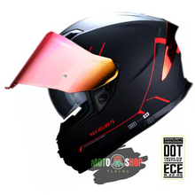 Cargar imagen en el visor de la galería, CASCO INTEGRAL HAX FORCE NEGRO ROJO MATE