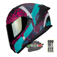 Cargar imagen en el visor de la galería, CASCO HAX INTEGRAL OBSIDIAN HUICHOL MORADO 2.0