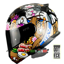 Cargar imagen en el visor de la galería, CASCO ABATIBLE HAX AMATISTA MANEKI NEKO AZUL BRILLOSO