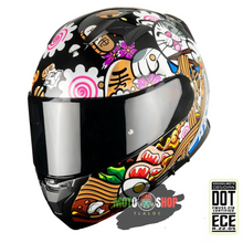 Cargar imagen en el visor de la galería, CASCO ABATIBLE HAX AMATISTA MANEKI NEKO AZUL BRILLOSO