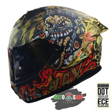 Cargar imagen en el visor de la galería, CASCO HAX INTEGRAL OBSIDIAN MICTLAN NEGRO DORADO MATE