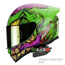 Cargar imagen en el visor de la galería, CASCO INTEGRAL HAX ONIX MONSTER VERDE BRILLOSO