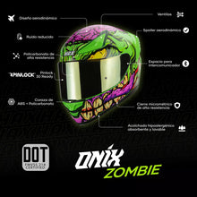 Cargar imagen en el visor de la galería, CASCO INTEGRAL HAX ONIX MONSTER VERDE BRILLOSO