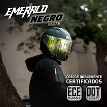Cargar imagen en el visor de la galería, CASCO HAX JET 3/4 EMERALD NEGRO MATE