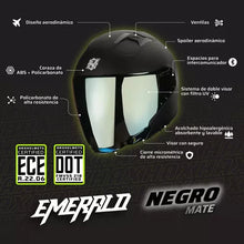 Cargar imagen en el visor de la galería, CASCO HAX JET 3/4 EMERALD NEGRO MATE