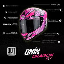 Cargar imagen en el visor de la galería, CASCO INTEGRAL HAX ONIX DRAGON FLY ROSA