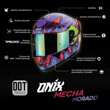 Cargar imagen en el visor de la galería, CASCO INTEGRAL HAX ONIX EVA MORADO / VERDE BRILLANTE