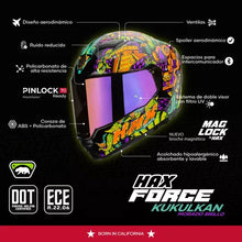 Cargar imagen en el visor de la galería, CASCO INTEGRAL HAX FORCE KUKULCAN MORADO BRILLOSO