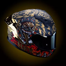 Cargar imagen en el visor de la galería, CASCO HAX INTEGRAL OBSIDIAN MICTLAN NEGRO DORADO MATE