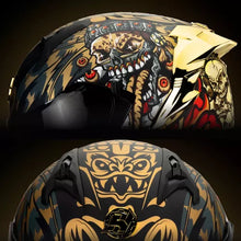 Cargar imagen en el visor de la galería, CASCO HAX INTEGRAL OBSIDIAN MICTLAN NEGRO DORADO MATE