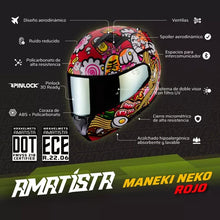 Cargar imagen en el visor de la galería, CASCO ABATIBLE HAX AMATISTA MANEKI NEKO BRILLOSO