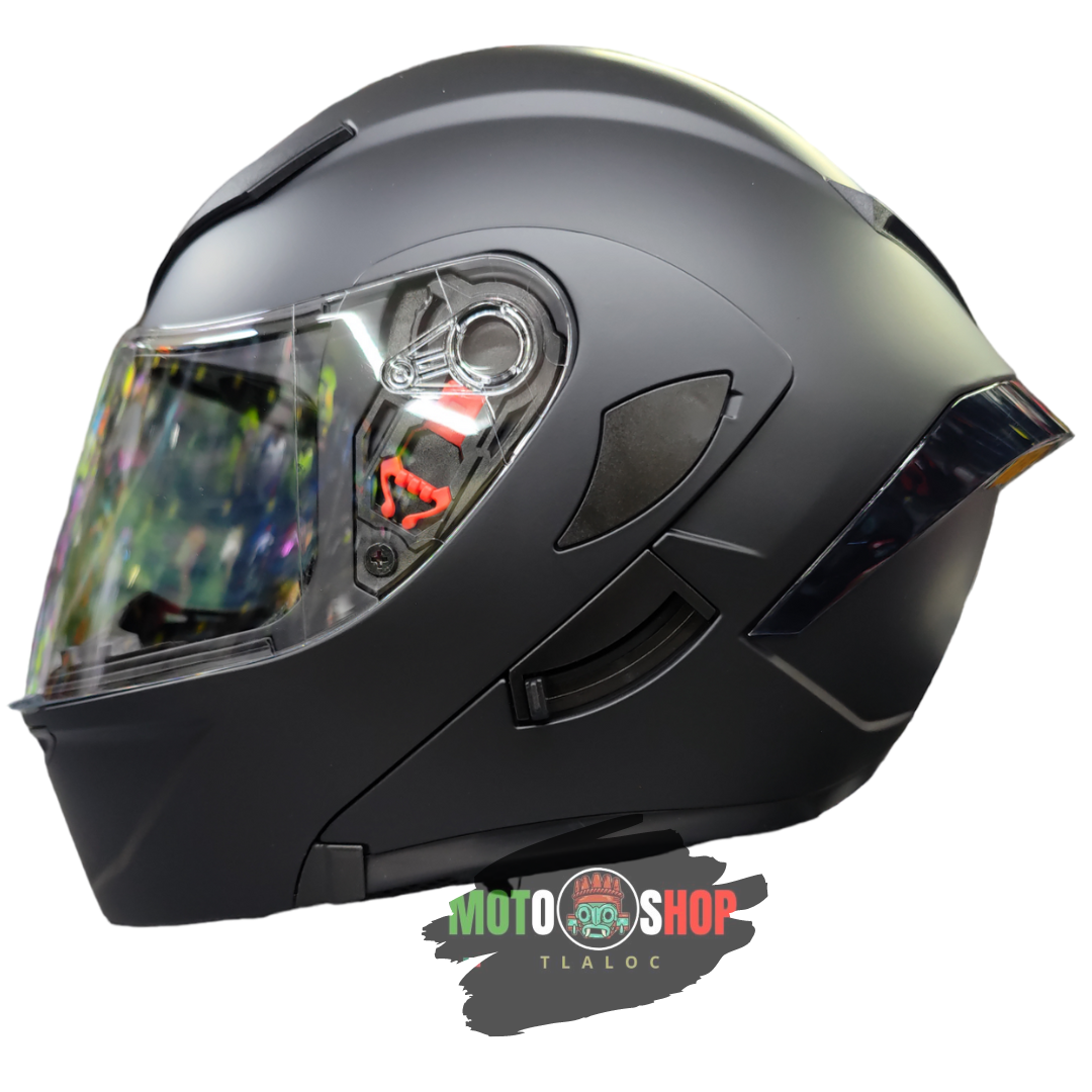 CASCO ABATIBLE IRON RACING NEGRO MATE CERTIFICACION DOT MOTO SHOP TLALOC