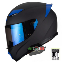 Cargar imagen en el visor de la galería, CASCO OTS HUSKY NEGRO MATE AZUL
