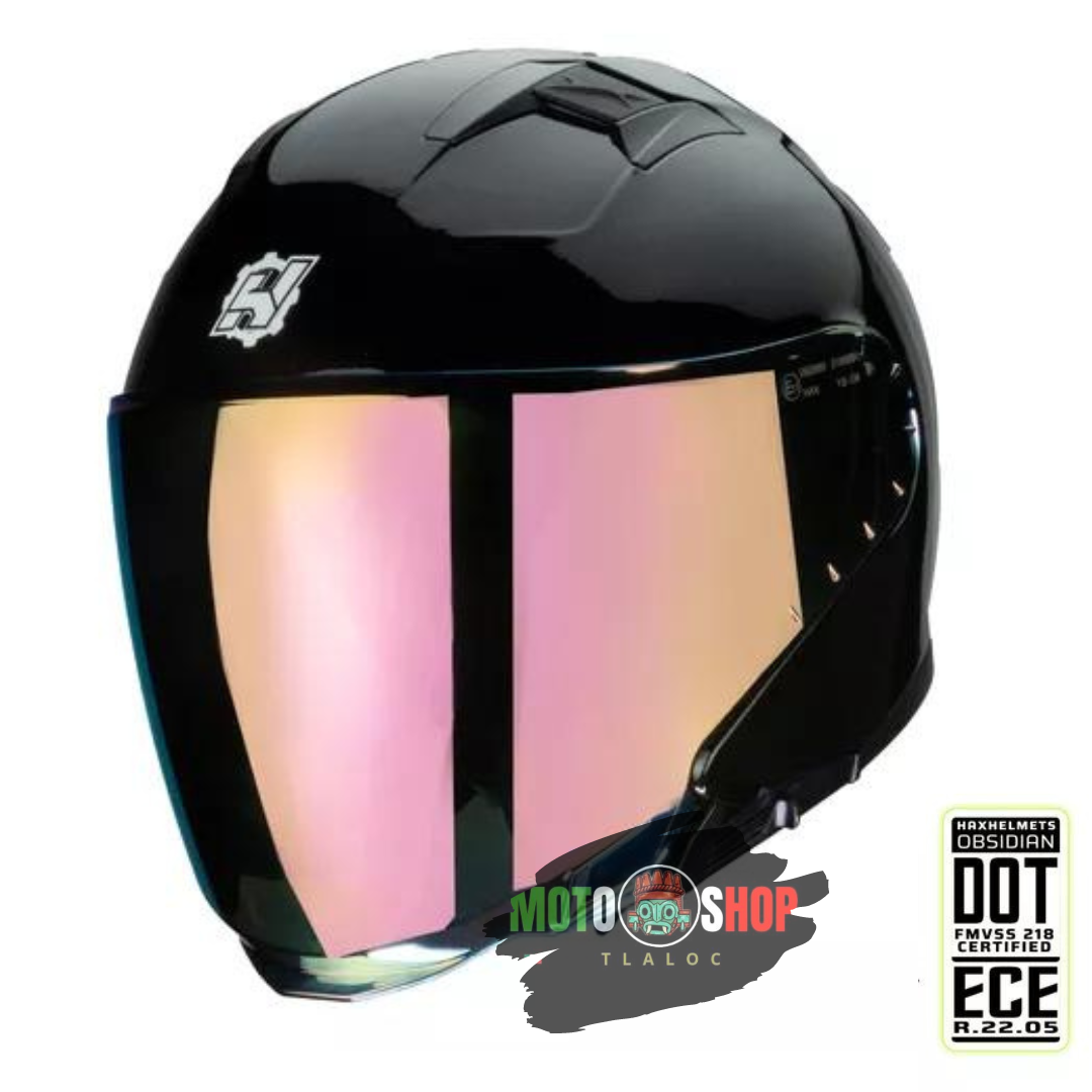 CASCO HAX JET 3/4 EMERALD NEGRO BRILLOSO