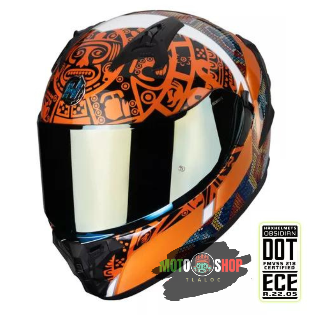 CASCO HAX INTEGRAL OBSIDIAN HUICHOL GOLD BRILLOSO V 2.0