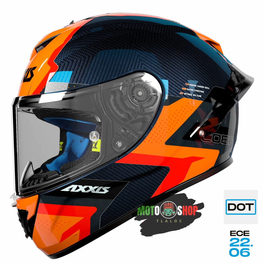 CASCO AXXIS ESPAÑA INTEGRAL CARBON A4 NARANJA FLUOR – MOTO SHOP TLALOC