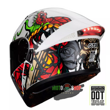 Cargar imagen en el visor de la galería, CASCO OTS ABATIBLE SNAKE LED BLANCO BRILLOSO CERTIFICACION DOT
