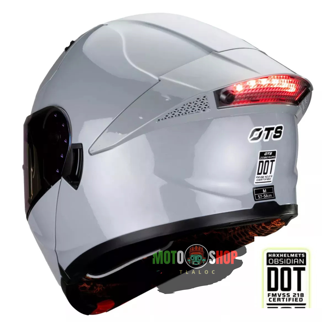 CASCO OTS ABATIBLE SNAKE LED GRIS BRILLOSO CERTIFICACION DOT