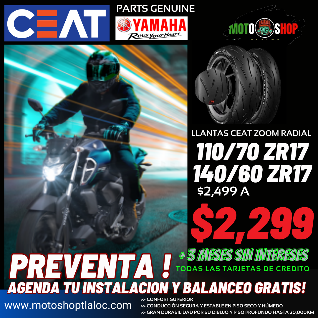 LLANTAS CEAT ZOOM X1 RADIAL YAMAHA GENUINE PARTS