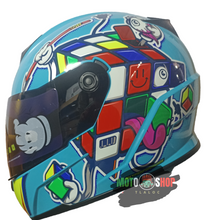 Cargar imagen en el visor de la galería, CASCO INTEGRAL SHAFT SH502 THE MASTER TAZUL NEON BRILLO
